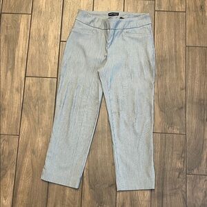 Hilary Radley Light Blue Stripe Cropped Pants